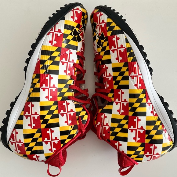 ❌SOLD🎁University of Maryland Football Team Issued MD Flag Turf Shoes  Size 12 - Picture 4 of 8